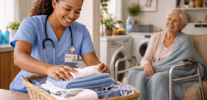 Do Home Care aides do laundry? 1 aides do laundry
